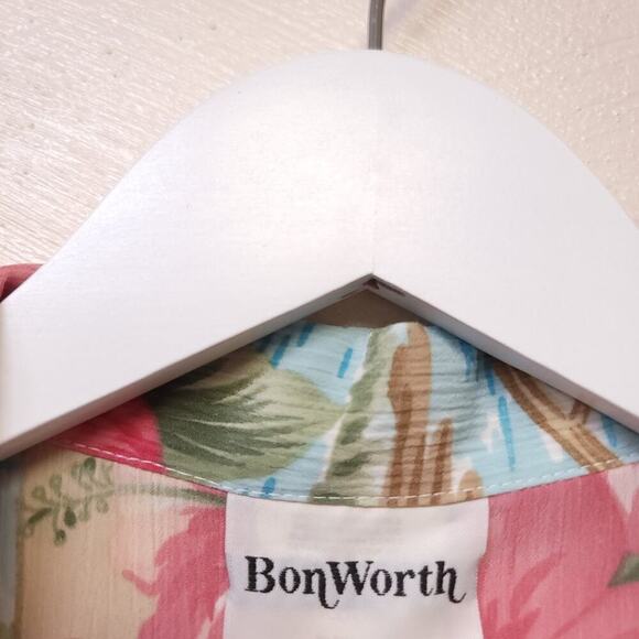 Bonworth Floral Hawaiian Shirt Size L Hibiscus Beach Travel Cruise Vacation​ - Picture 2 of 6